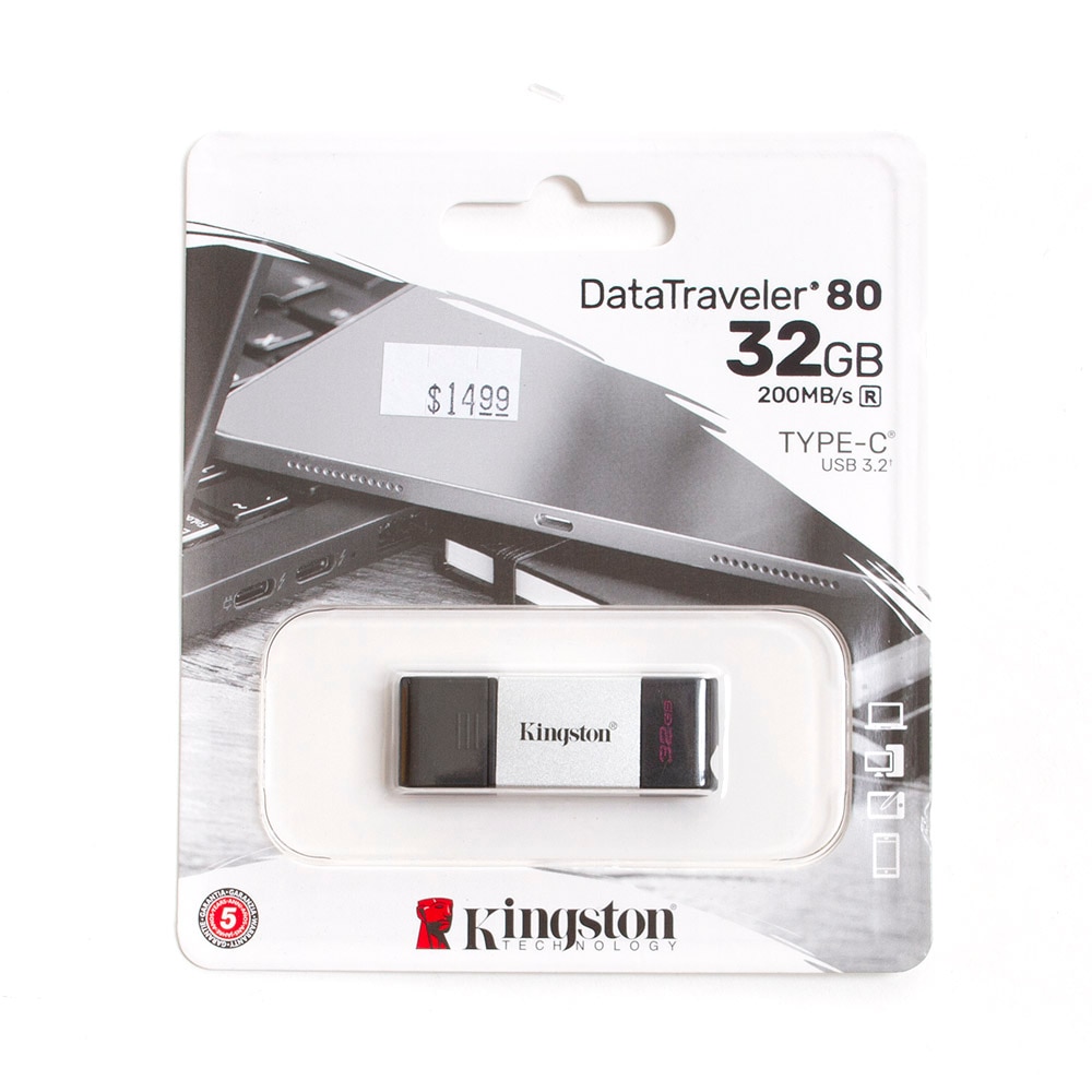 Kingston, Memory Cards, Tech, DataTraveler 80, USB-C, Thumb Drive, 518639, 32GB